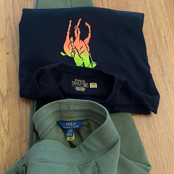 Polo by Ralph Lauren Black Neon Pony Logo  and Cargo Pants Boys Set - Picture 12 of 12